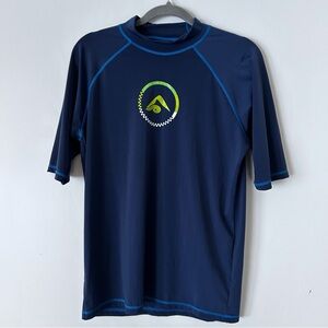 Kanu Surf Rash Guard Short Sleeve Swim Shirt Navy Blue Men’s Large Rashguard